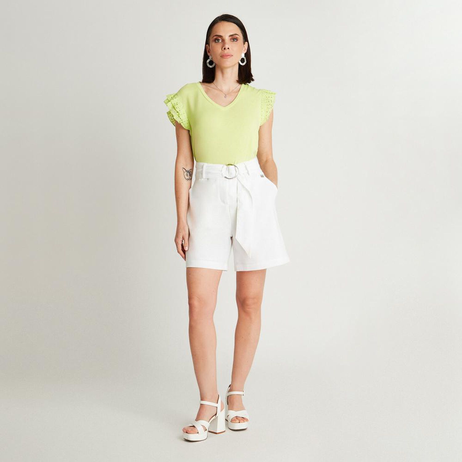 Bermuda Tiro Alto Straight Mujer Lorenzo Di Pontti image number 1.0