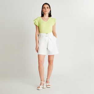 Bermuda Tiro Alto Straight Mujer Lorenzo Di Pontti