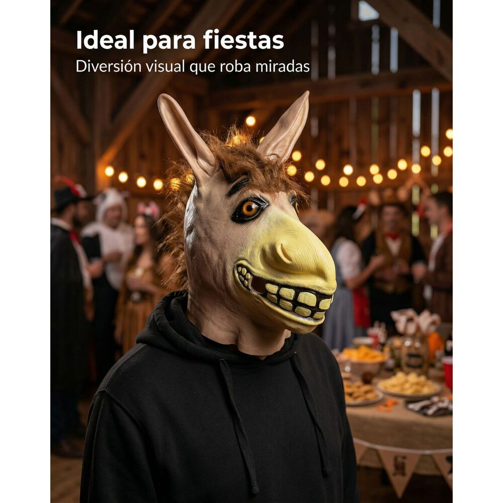 M&aacute;scara Burro Estilo Shrek Cabeza Completa Para Cosplay image number 9.0