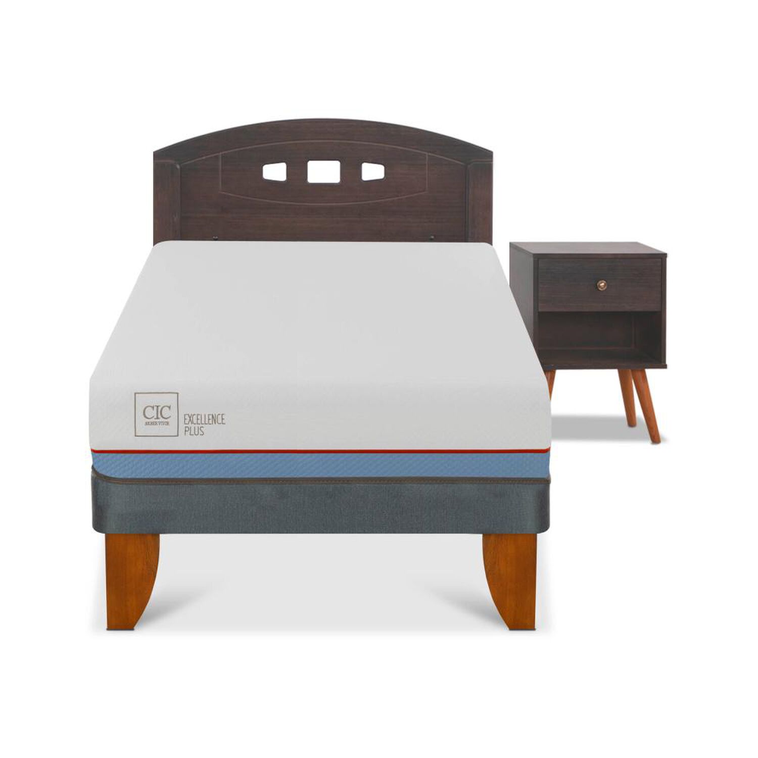 Cama Europea Cic Excellence Plus / 1.5 Plazas / Base Normal + Set De Maderas image number 0.0