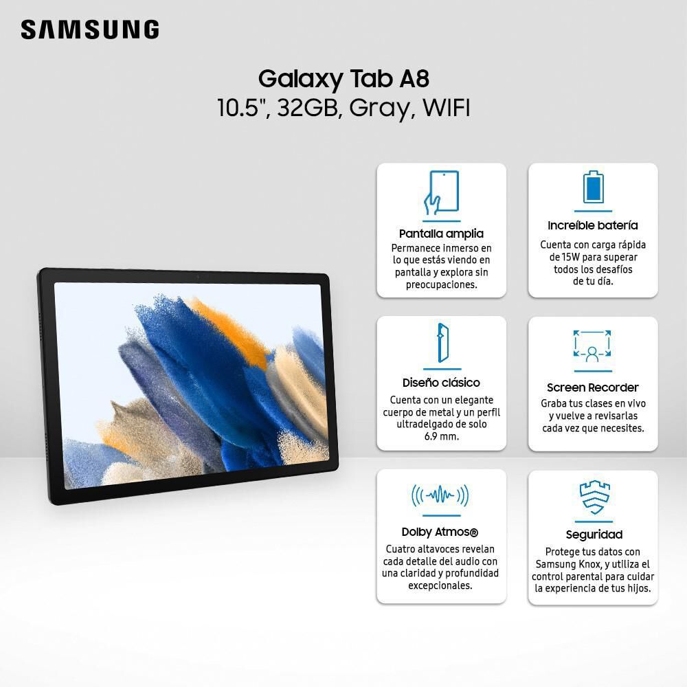 Tablet 10.5" Samsung Galaxy Tab  A8 + Book Cover / 3 GB RAM /  32 GB image number 4.0