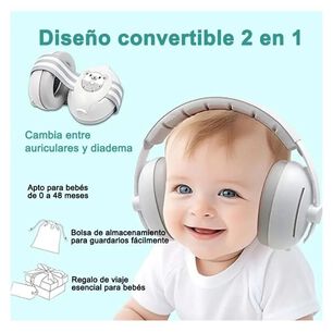 Audifonos Antiruido Bebe Protector Auditivo Orejeras Gris