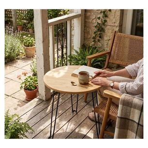 Mesa Auxiliar Plegable Bamboo Redonda Living Terraza