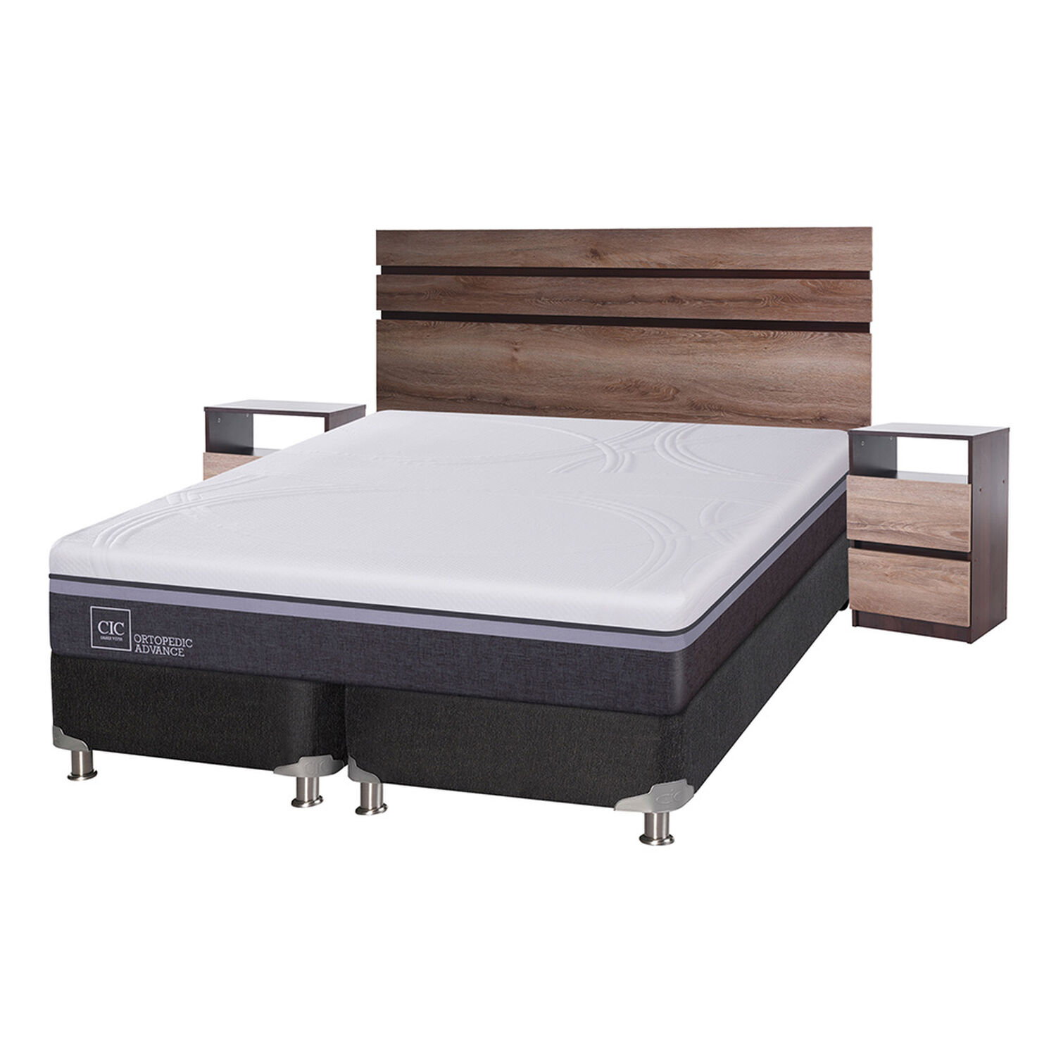 Box Spring Cic Ortopedic Advance / King / Base Dividida + Set De Maderas Ares image number 0.0