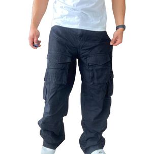 Jeans Diábolo Negro Cargo Ancho Wide Leg Hombre