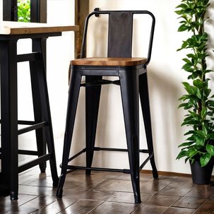 Pack 4 Pisos De Metal Tolix Asiento Madera