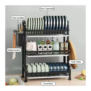 Secador Escurridor De Platos 3 Niveles Acero Inoxidable