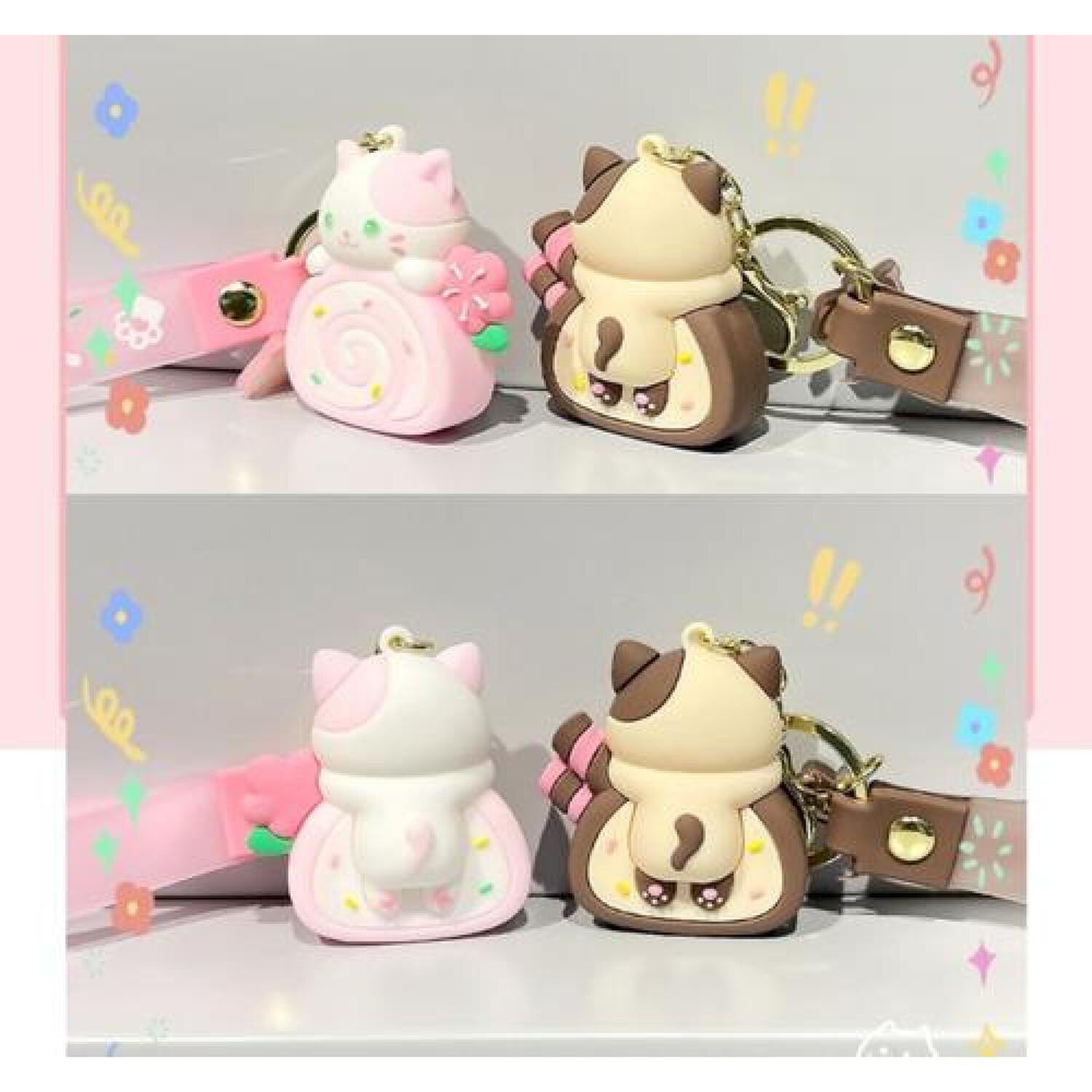 Llavero Gatito Cake Roll Yummy Super Cute Kawaii Silicona image number 4.0
