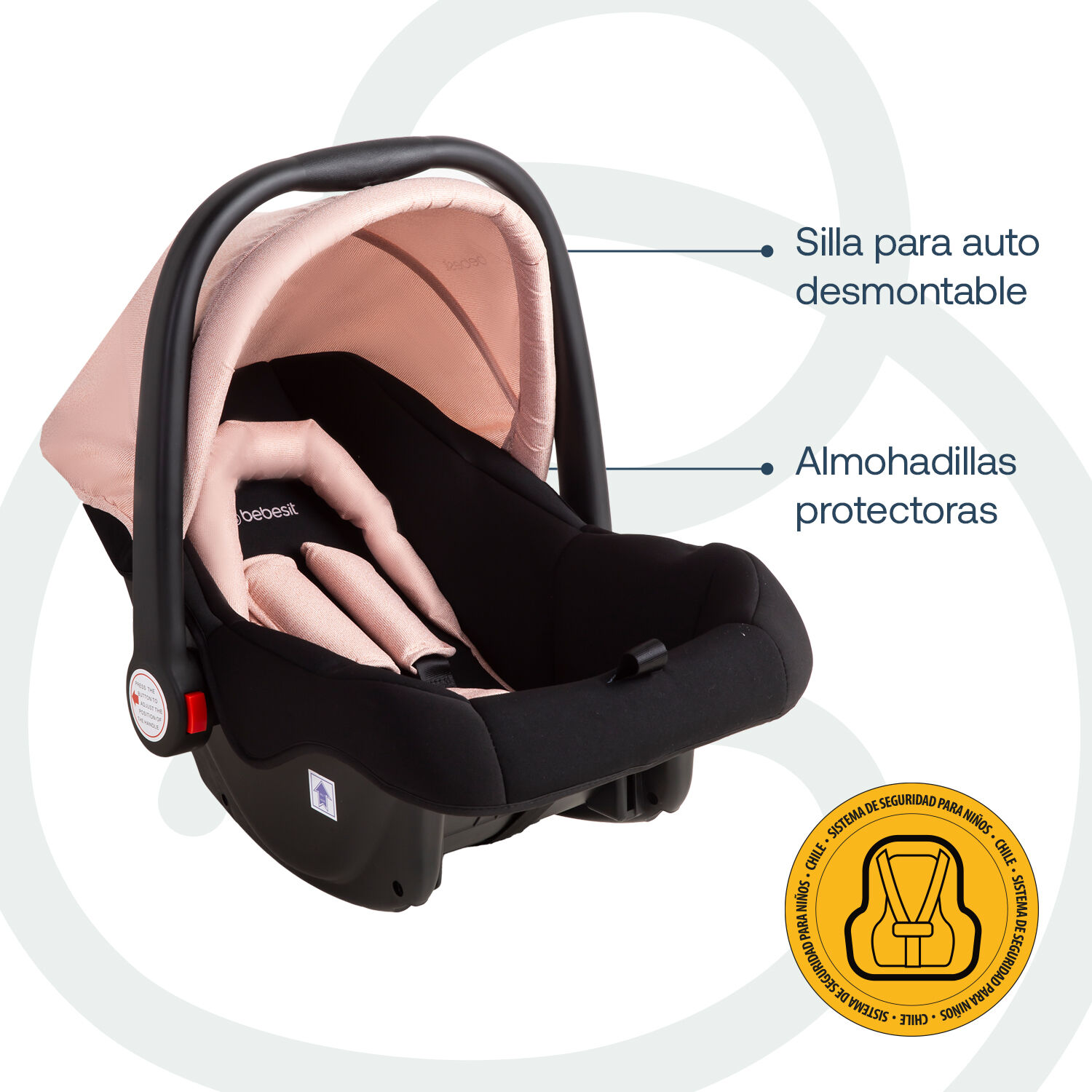 Coche Maleta Compacto Travel System Soho Rosa Bebesit image number 5.0