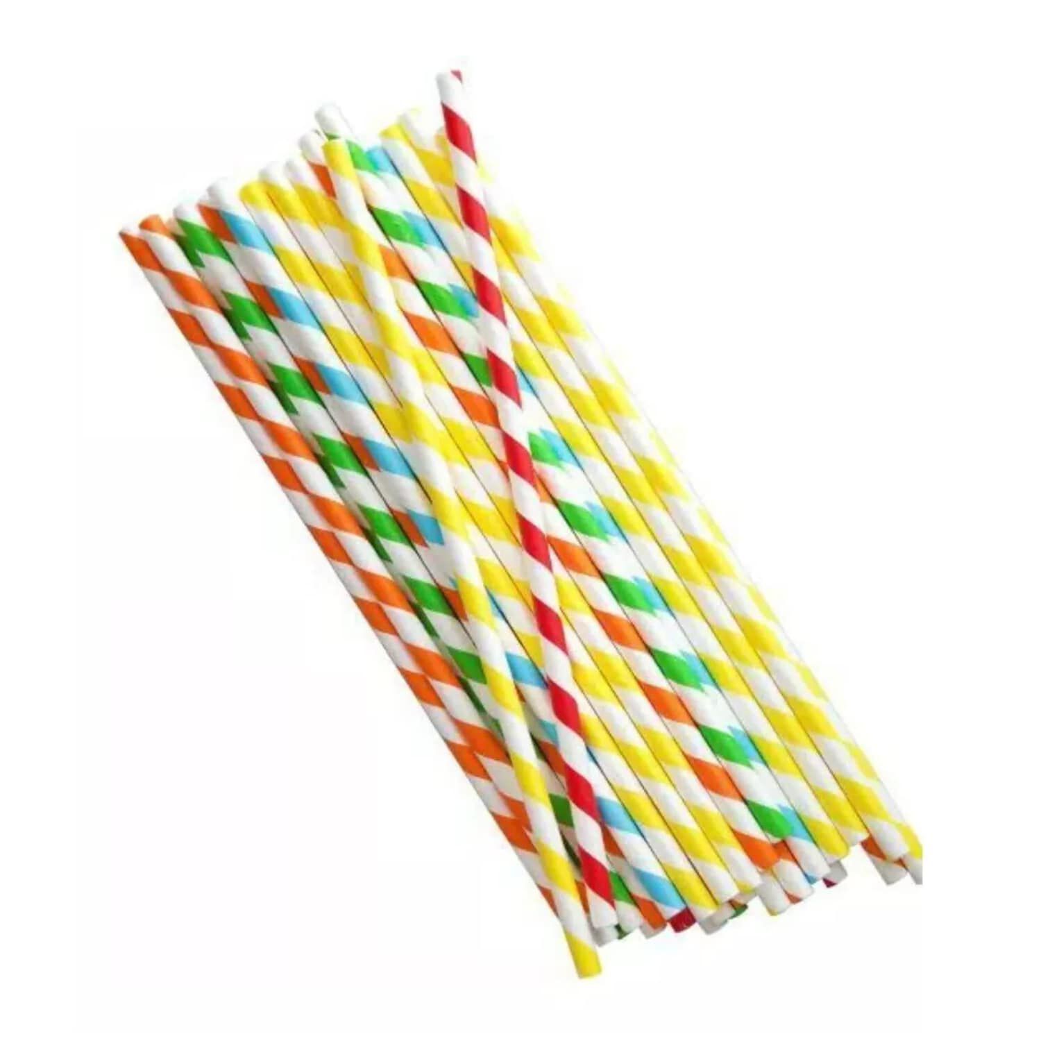 Set 100 Pajitas De Papel Ecologico 20cm Colores Varios image number 3.0