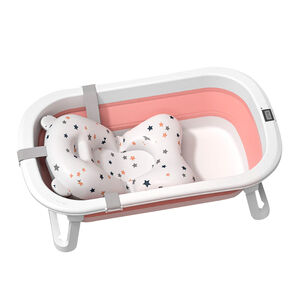 Tina Bañera Plegable Para Bebé, Cojín Y Accesorios Rosada