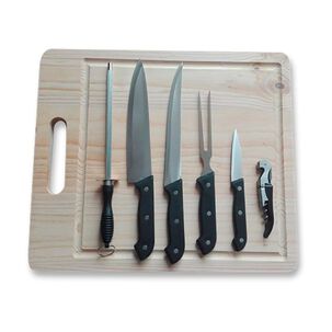 Set De Utensilios Asado Casaideal Asadosetabla / 6 Piezas + Tabla