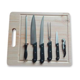 Set De Utensilios Asado Casaideal Asadosetabla / 6 Piezas + Tabla