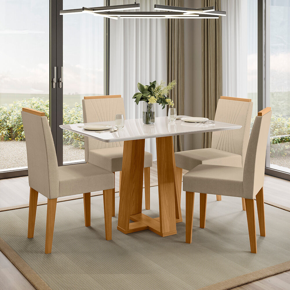 Juego De Comedor Provence 4 Sillas Vidrio Off White 120 X 80 X 80 Cm image number 0.0