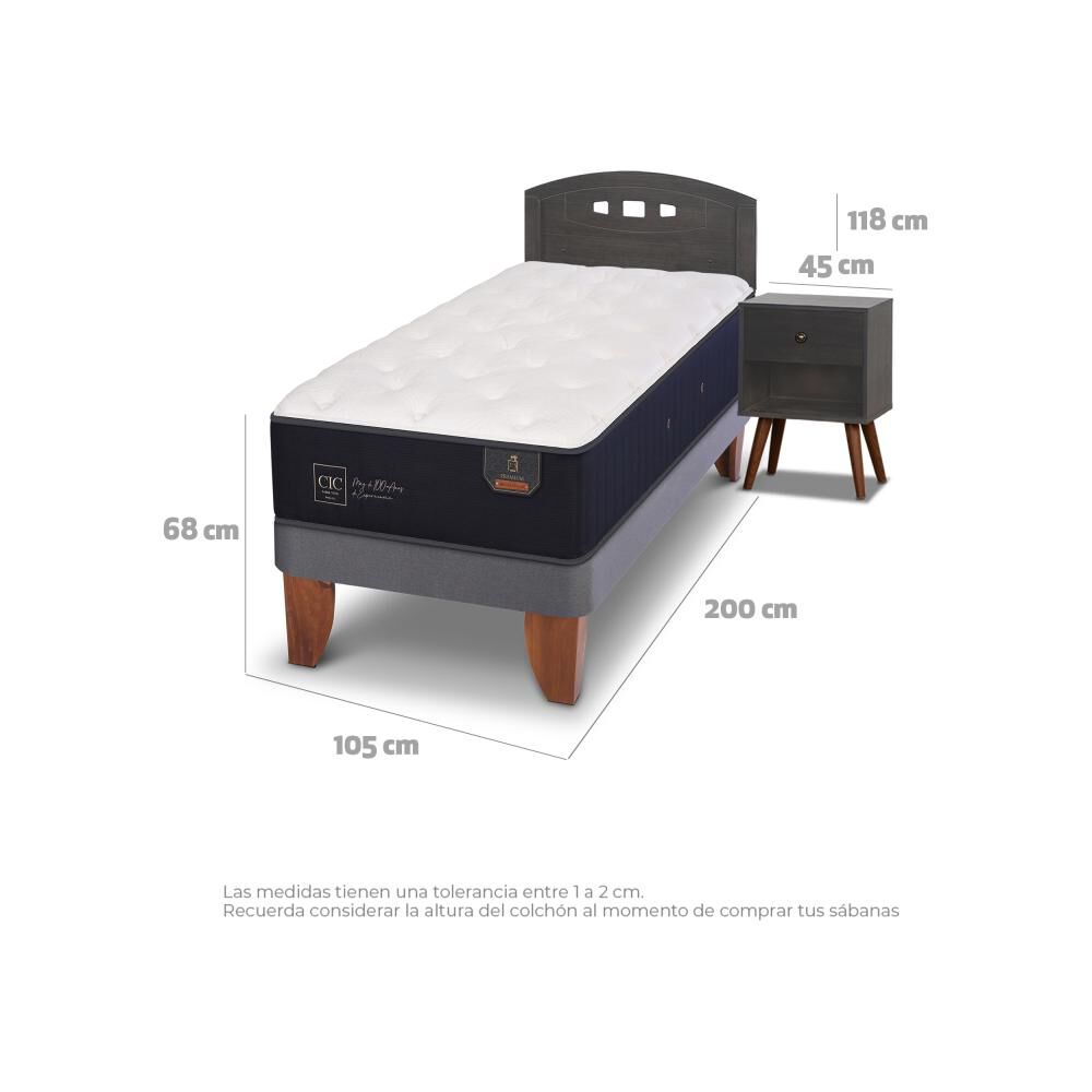 Cama Europea Cic Premium / 1.5 Plazas / Base Normal + Set De Maderas image number 3.0