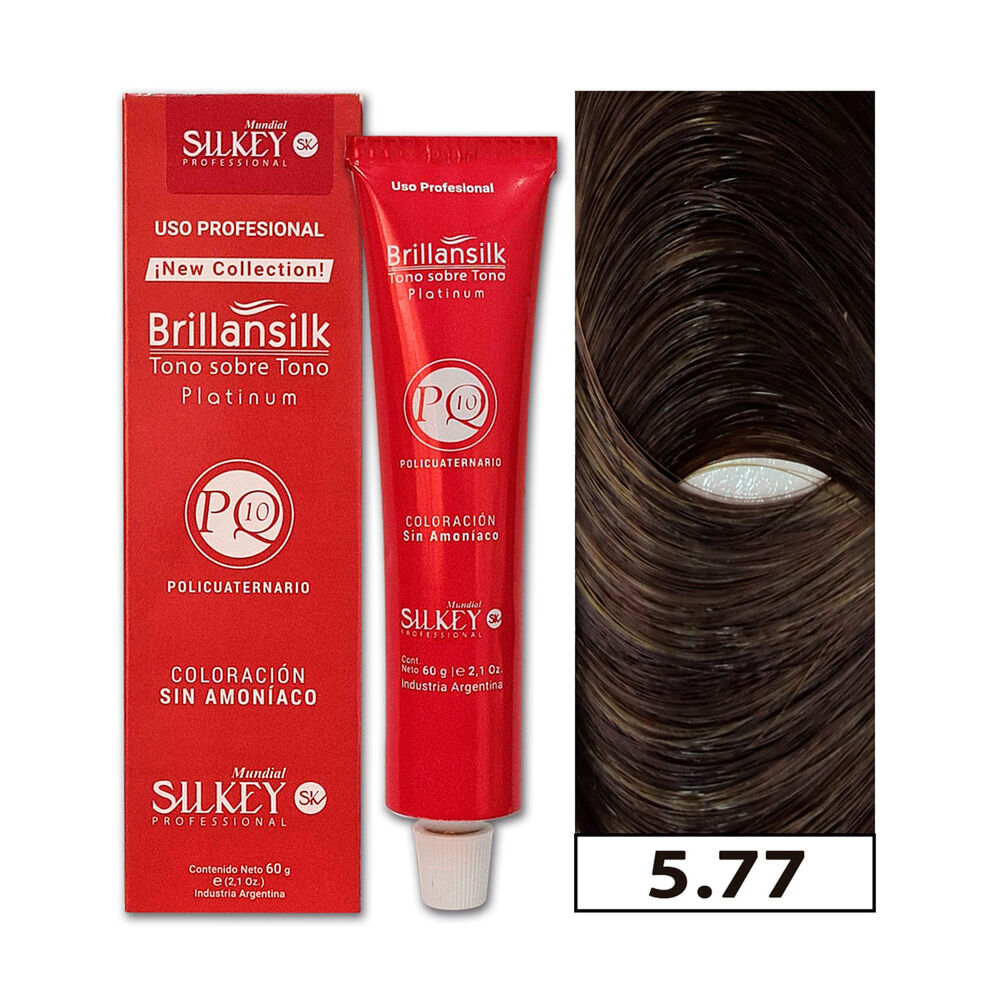 Brillansilk - Tintura Tono Sobre Tono Sin Amoníaco Silkey 60g + Oxidante - 5.77 Castaño Claro Marron Profundo image number 0.0