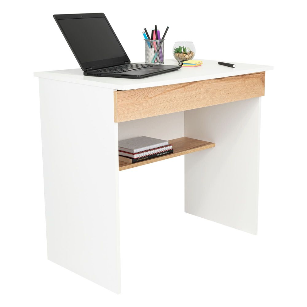 Escritorio 1 Cajon Fm-052b Blanco Y Café Claro image number 2.0