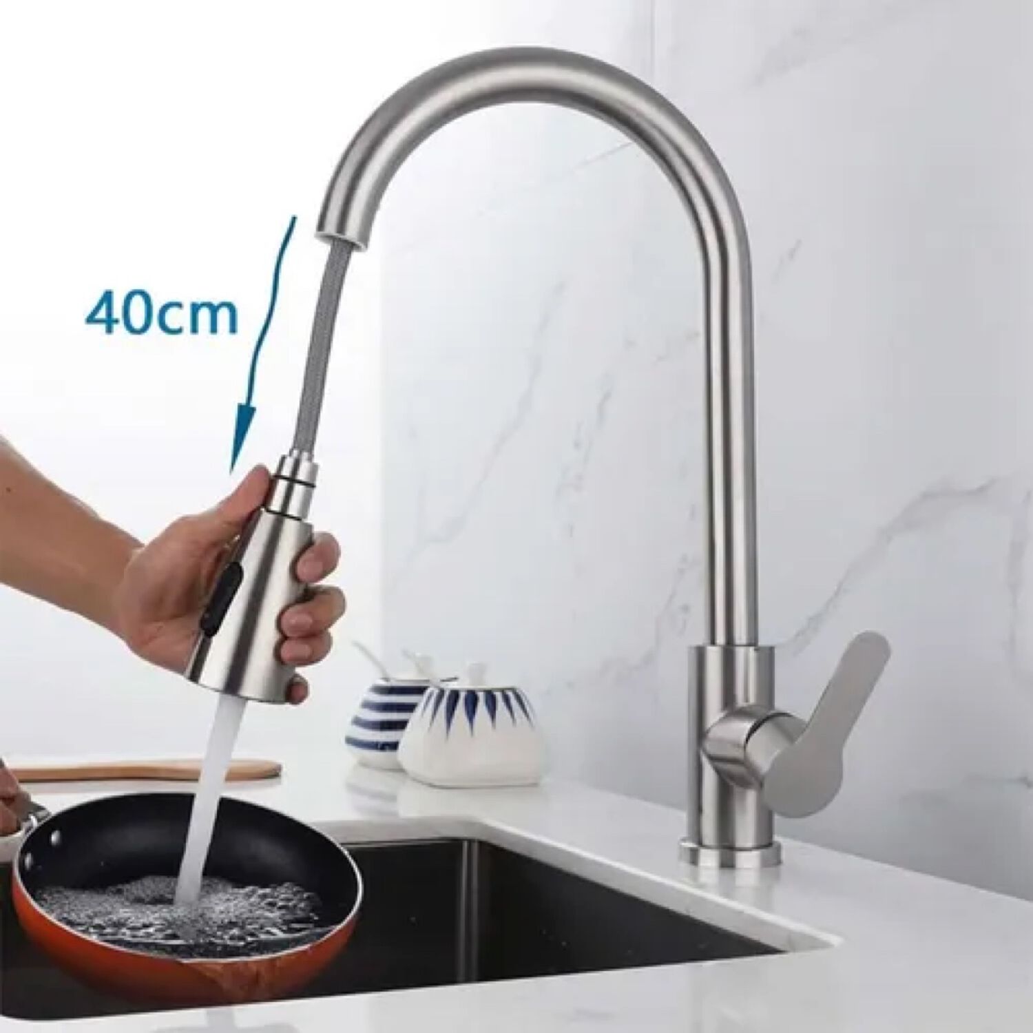 Llave Grifer&iacute;a Lavaplatos Cuello Extra&iacute;ble Plateado Fr&iacute;o Caliente image number 1.0