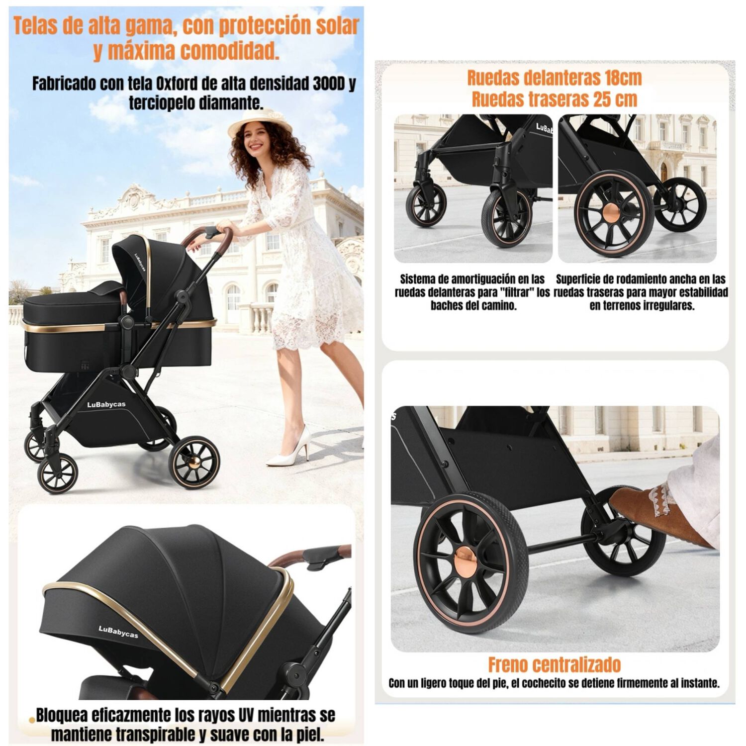 Coche Travel System 0-4 A&ntilde;os Aluminio Alvin Negro Lubabycas image number 1.0