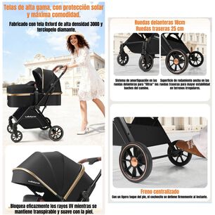 Coche Travel System 0-4 A&ntilde;os Aluminio Alvin Negro Lubabycas