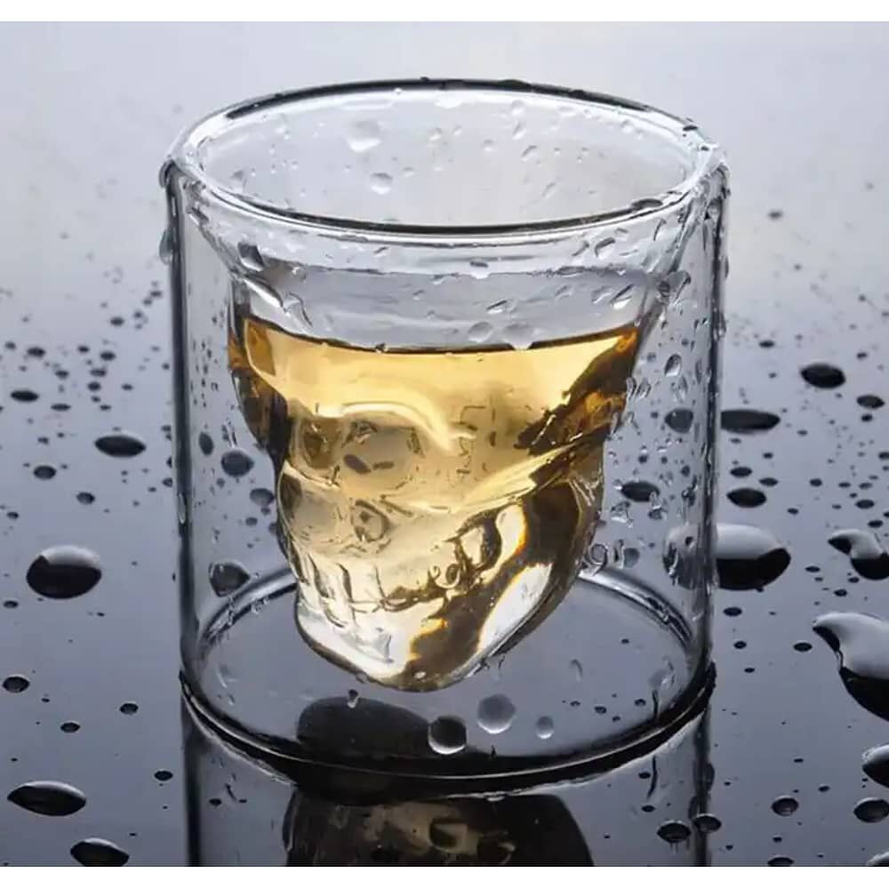 Pack De 8 Vasos Para Whiskey Calavera Maya 75ml Doble Fondo image number 6.0