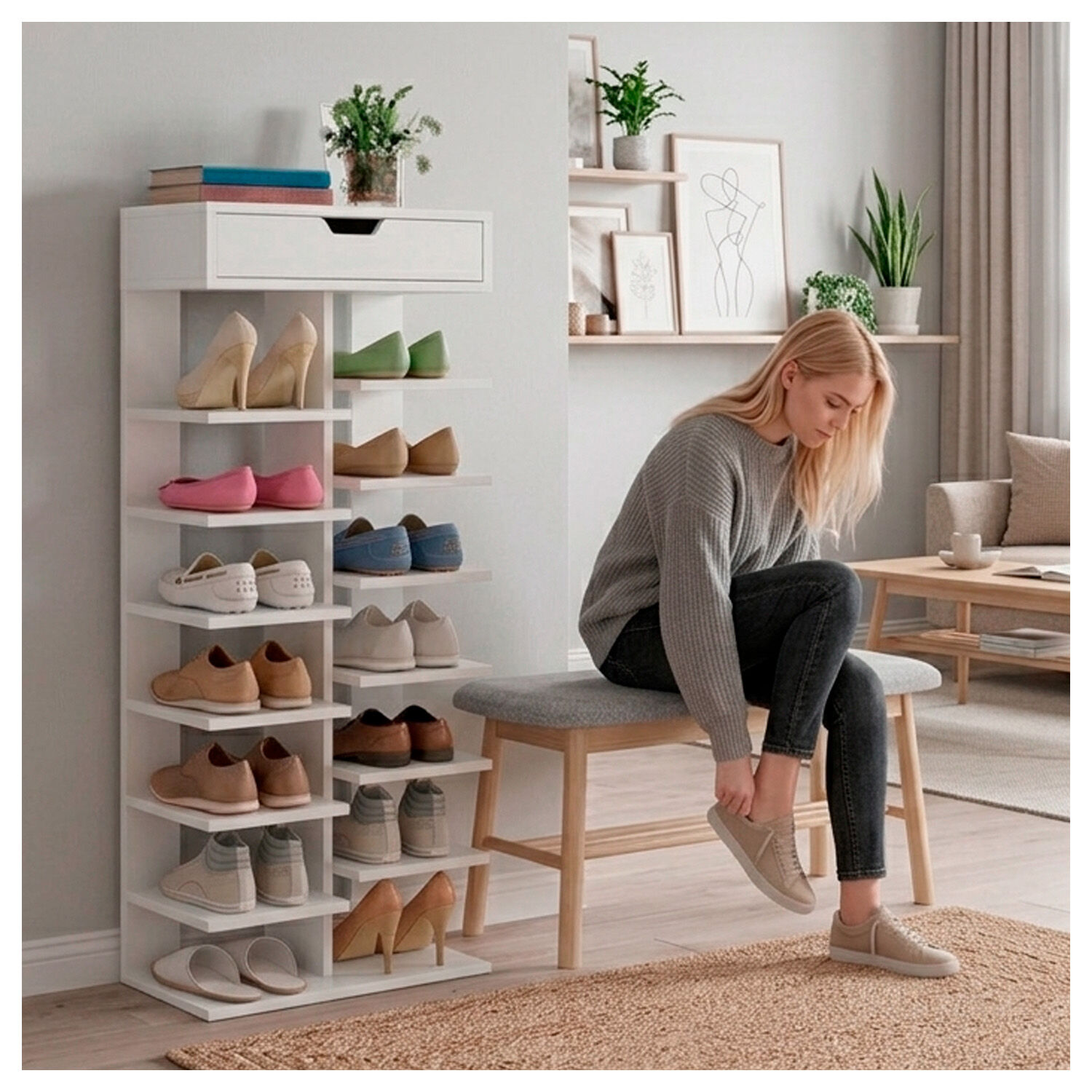 Zapatero Vertical Mueble Organizador Para Hogar Madera image number 4.0