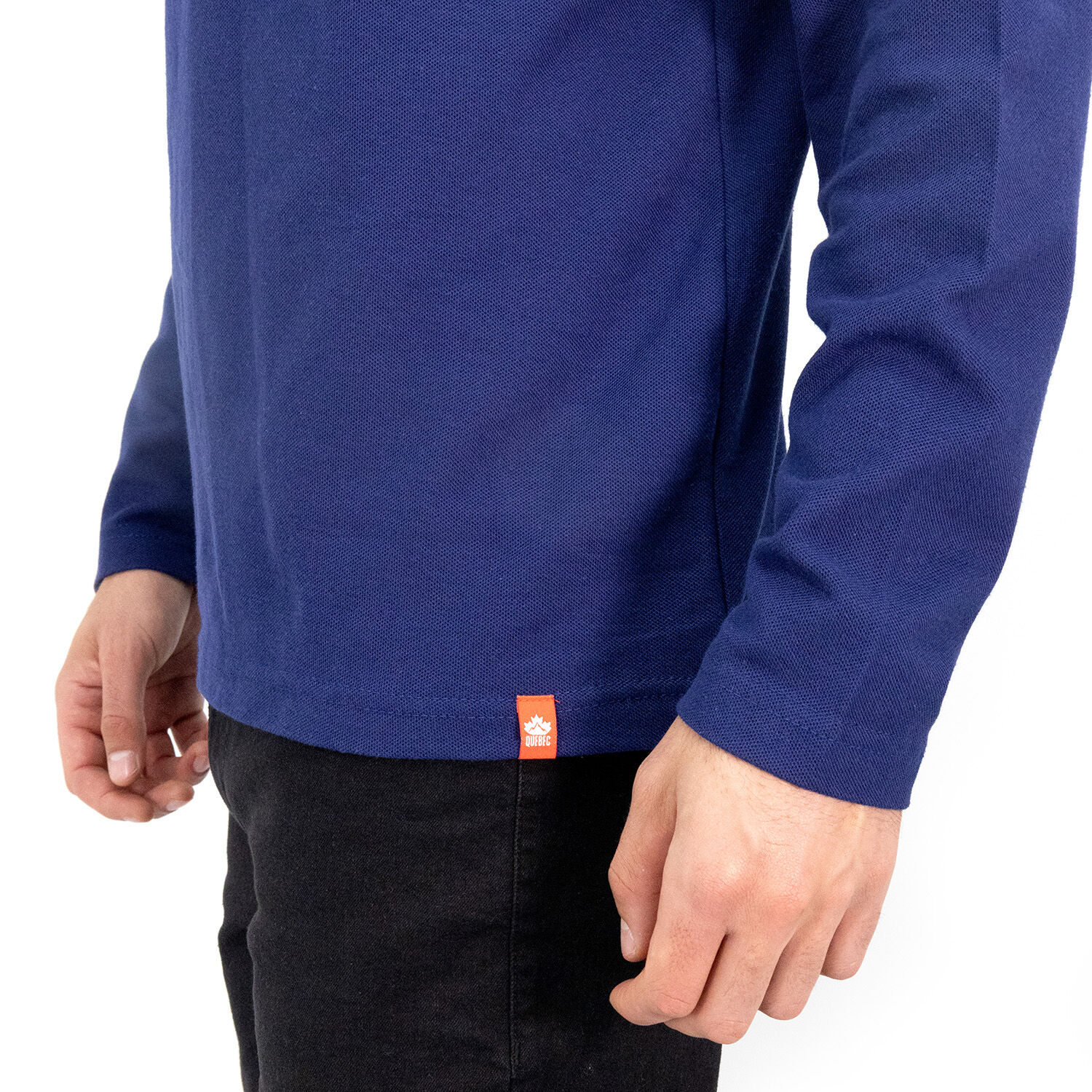 Polera Pique Quebec Manga Larga Azul Hombre image number 5.0
