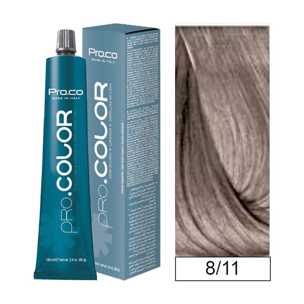 Pro.color - Tintura Permanente 8/11 Rubio Claro Ceniza Intenso 100ml + Oxidante image number 0.0