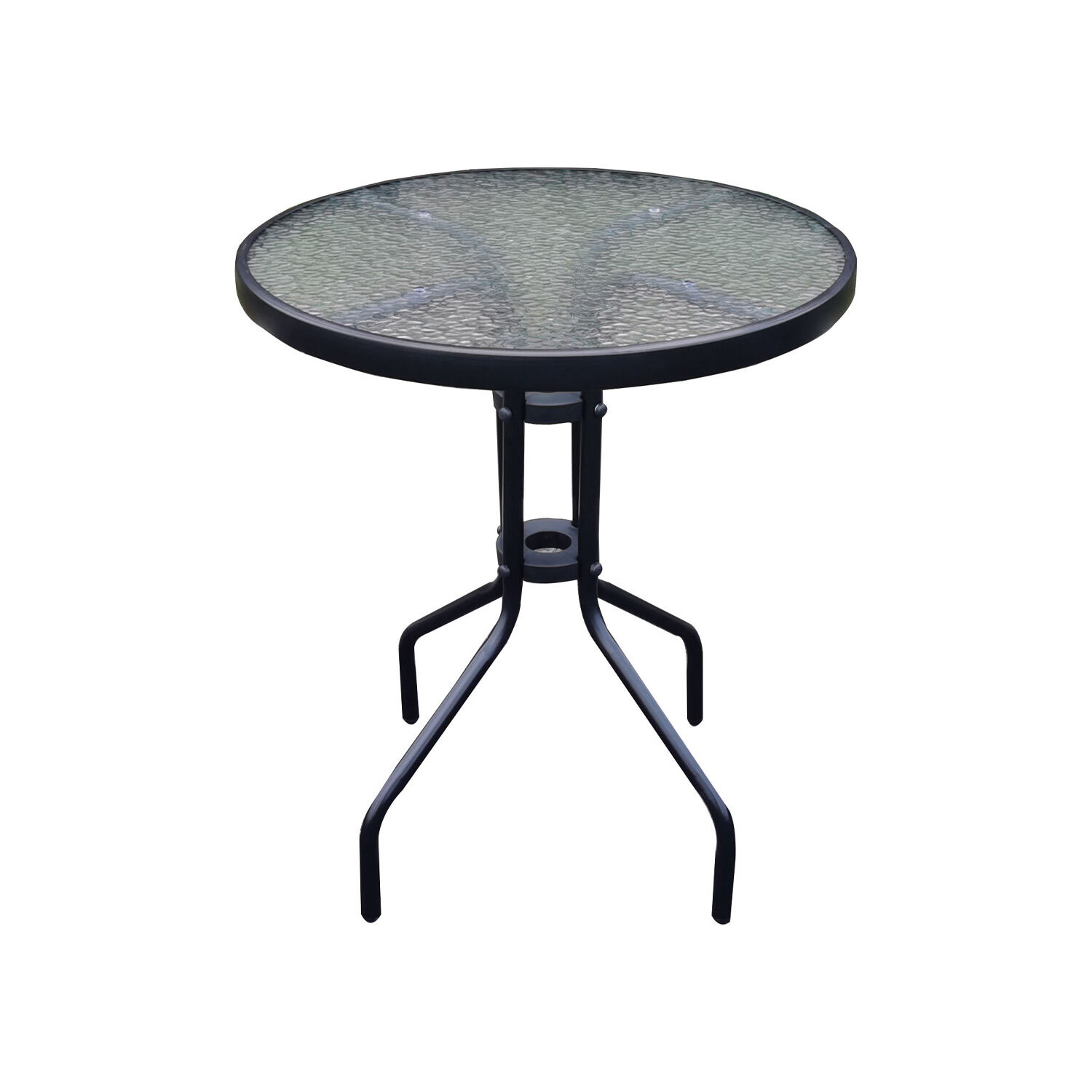 Mesa De Terraza De Vidrio Y Acero 70x60cm Negra image number 0.0