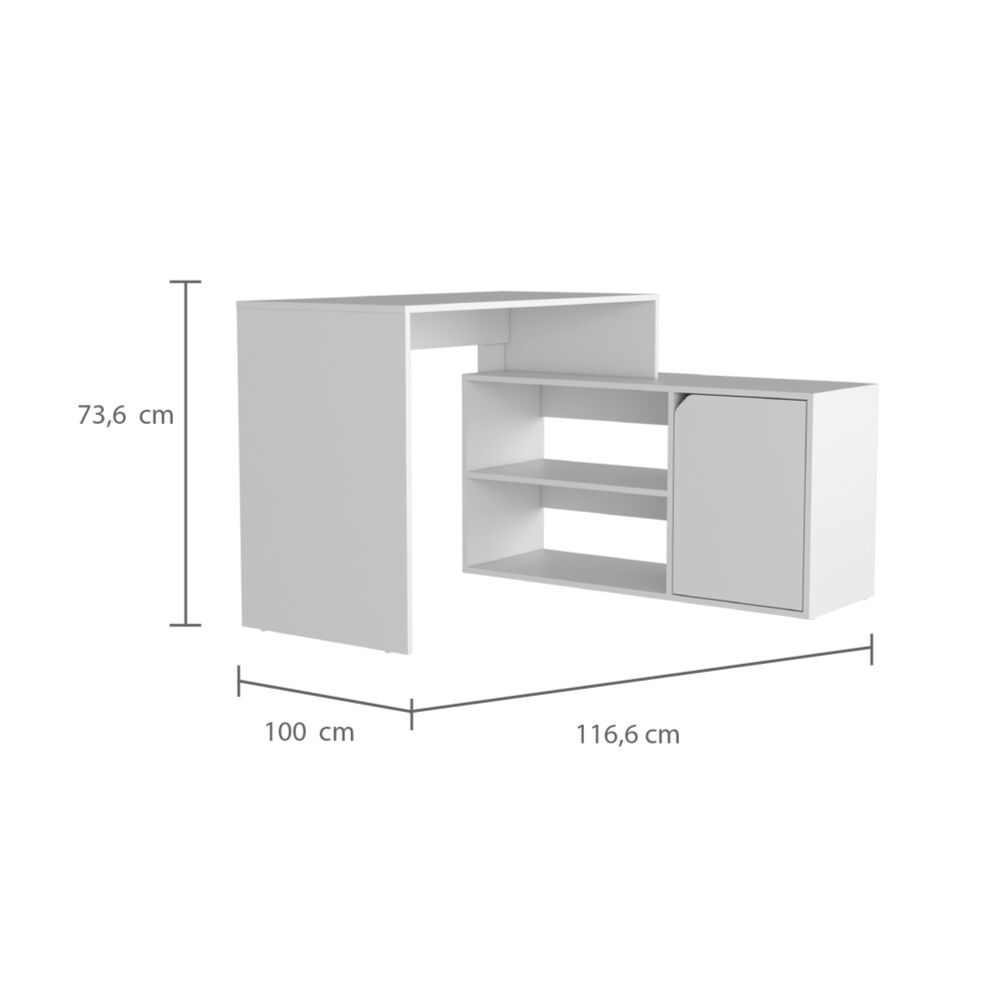 Escritorio En L 1 Puerta 116,6x100x73,6 Cm Fm-033b Blanco image number 7.0