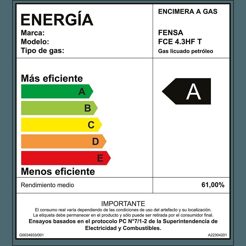 Encimera A Gas 4 Platos Encendido Eléctrico Fce 4.3hf Inox image number 8.0
