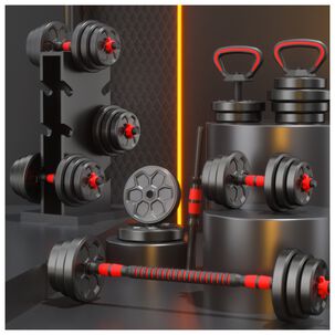 Set Mancuernas Barra Ajustables 20 Kg 3 En 1