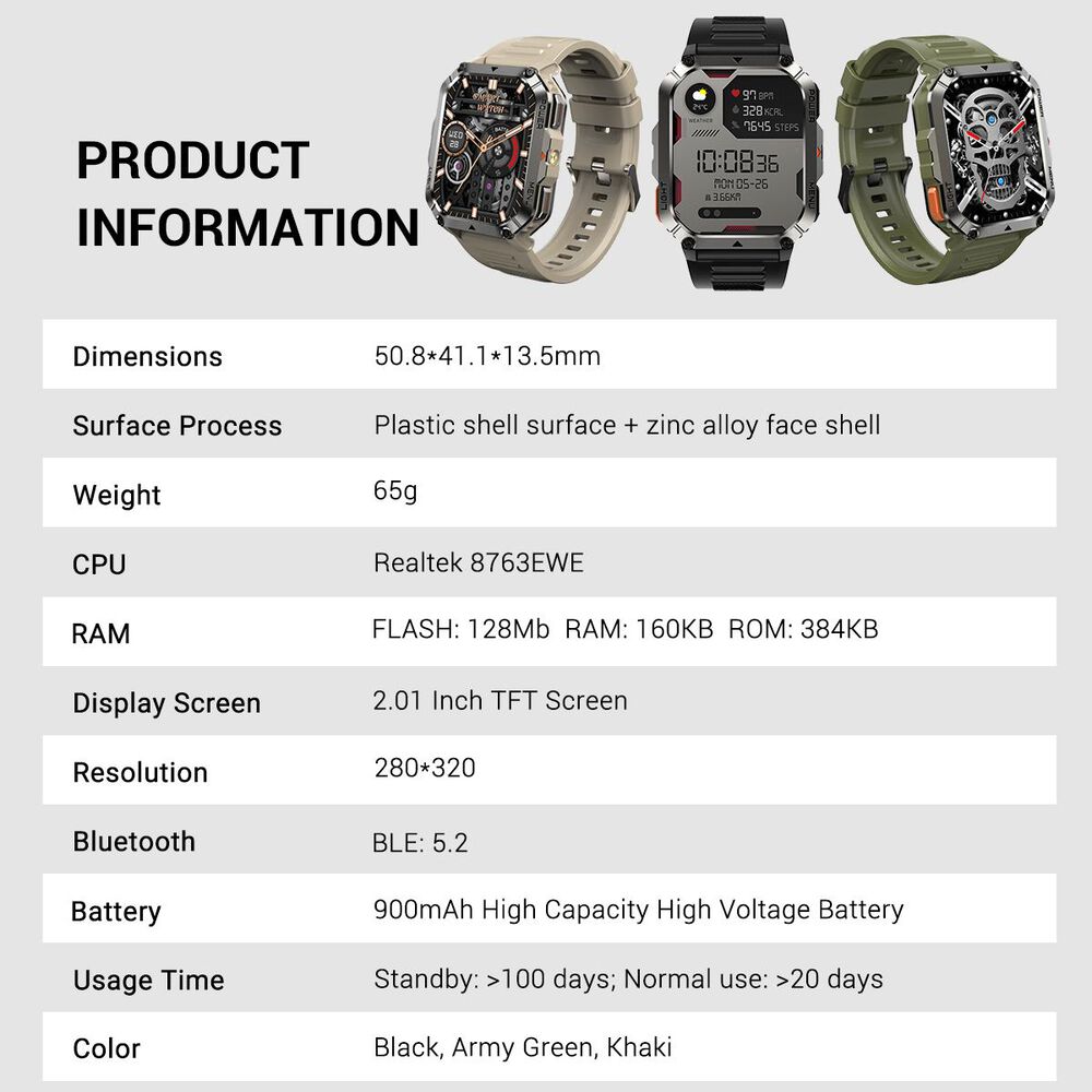 Blackview W70 Pro: Smartwatch Rugerizado, Batería 20 Días image number 9.0