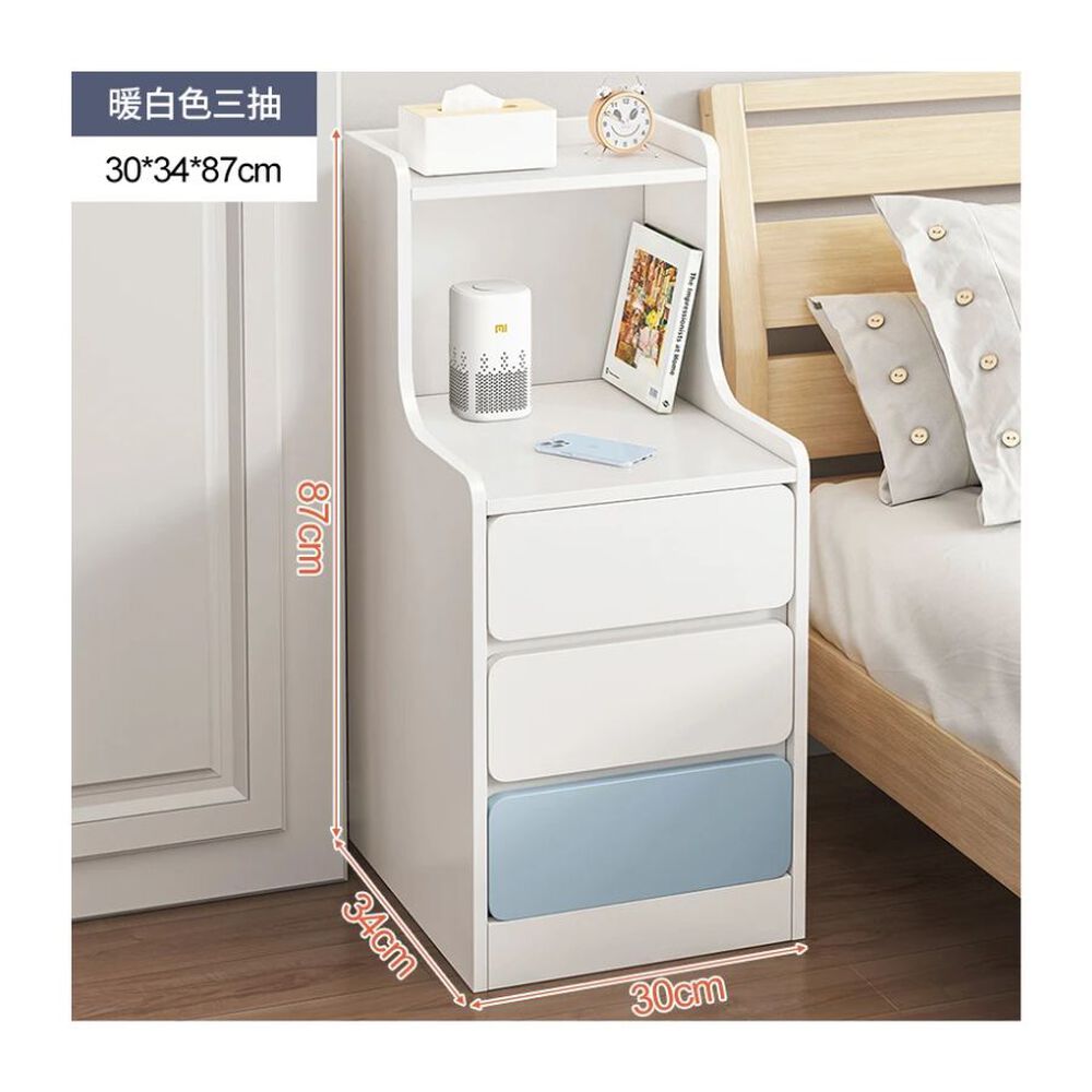 Velador Angosto Con Cajones Homer Design 30x34x87cm Blanco image number 1.0