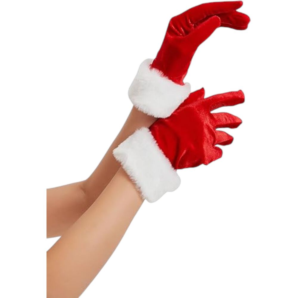 Guantes Rojos Navide&ntilde;os Estilo Tercipelo image number 2.0