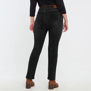 Jeans Lavado Con Cintur&oacute;n Tiro Medio Skinny Mujer Sexy Large