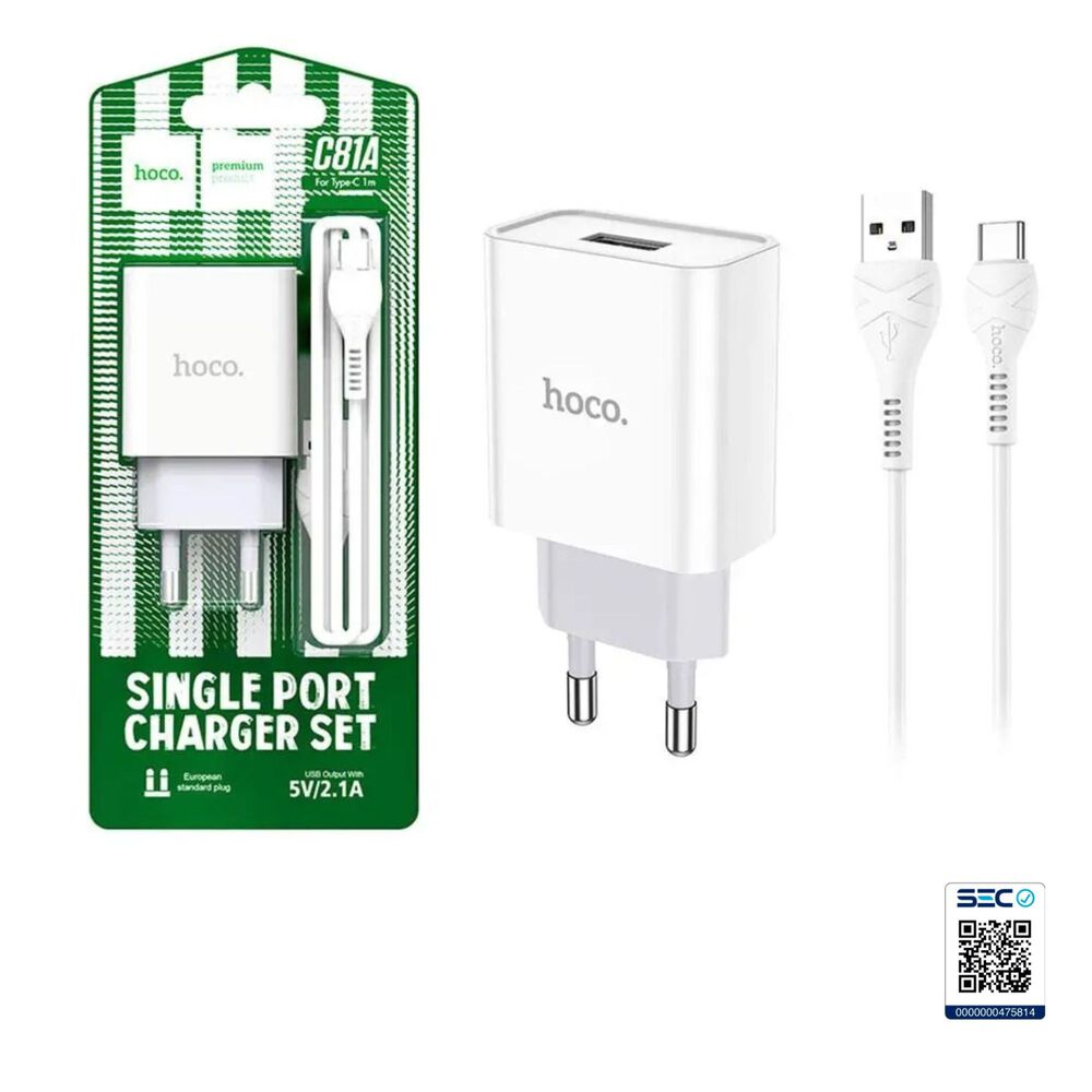Cargador Hoco C81a 3.0 Usb A Tipo C Con Cable Para Android image number 0.0