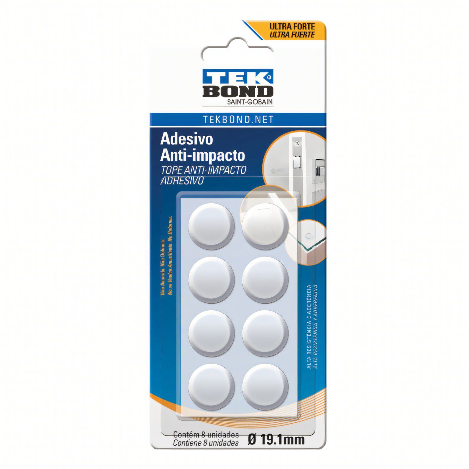 Topes De Muebles Redondo M - 19,1mm 8un. - Tekbond image number 0.0