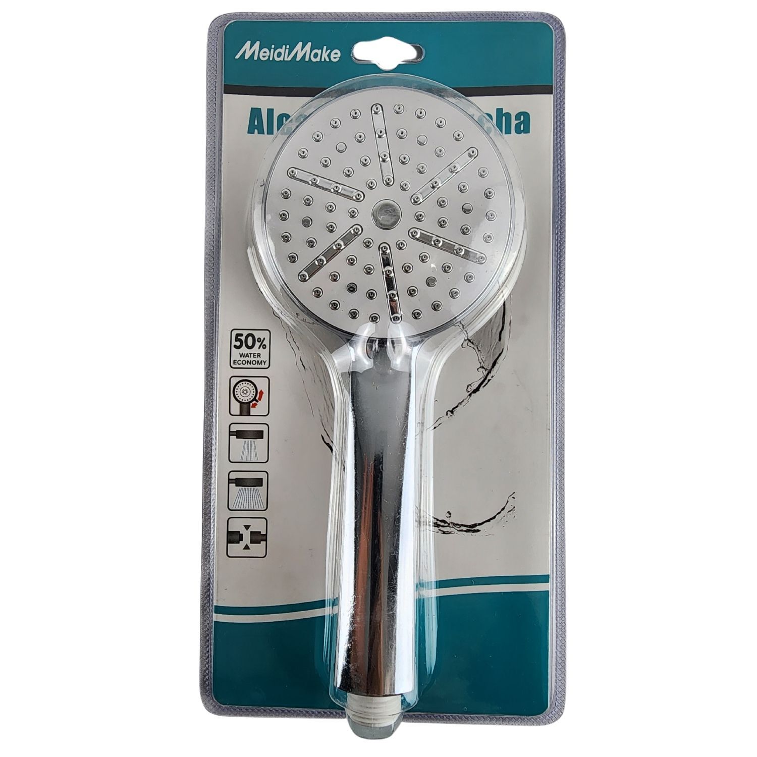 Cabezal Ducha Redondo Flujo Fijo Mango Ergon&oacute;mico Ahorro Agua image number 6.0