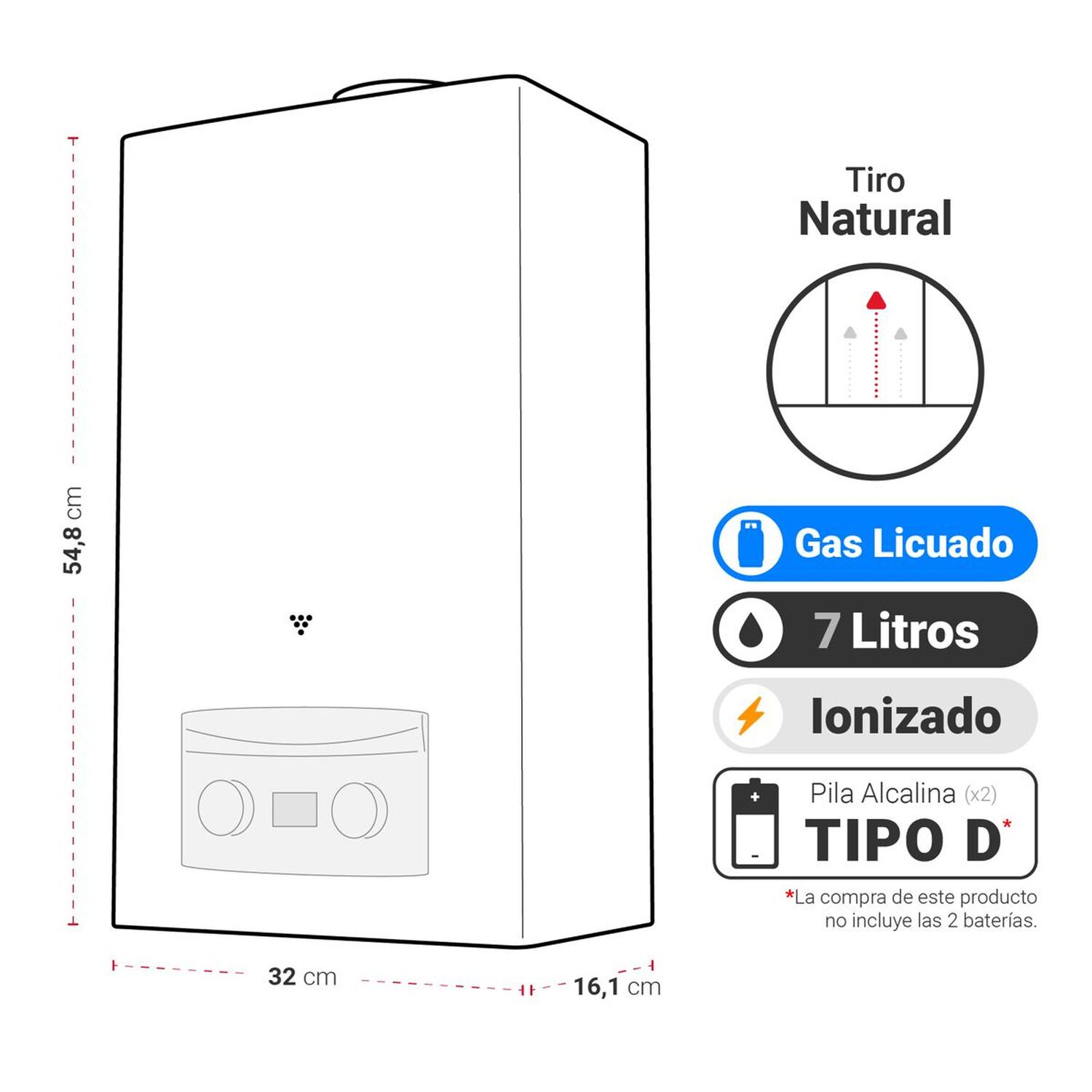 Calefont Albin Trotter 7 Litros Tiro Natural Gas Licuado image number 2.0