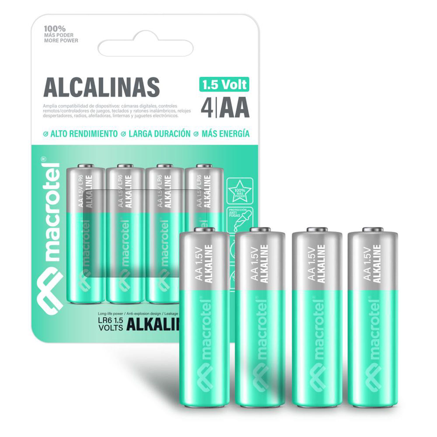 Pack 4 Pilas Alcalina AA Macrotel image number 3.0