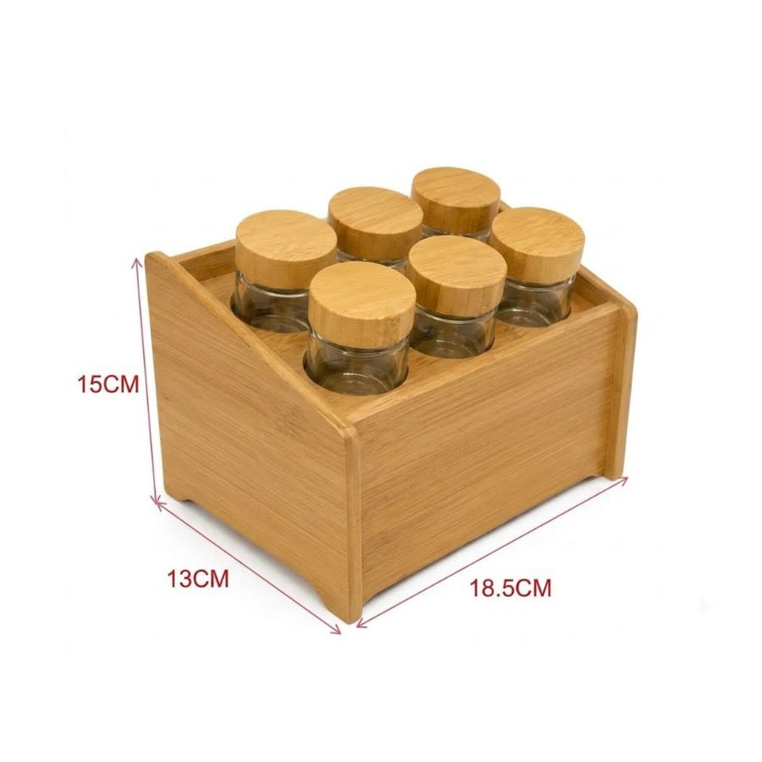 Especiero Organizador Madera Bamb&uacute; 6 Frascos Cocina image number 4.0