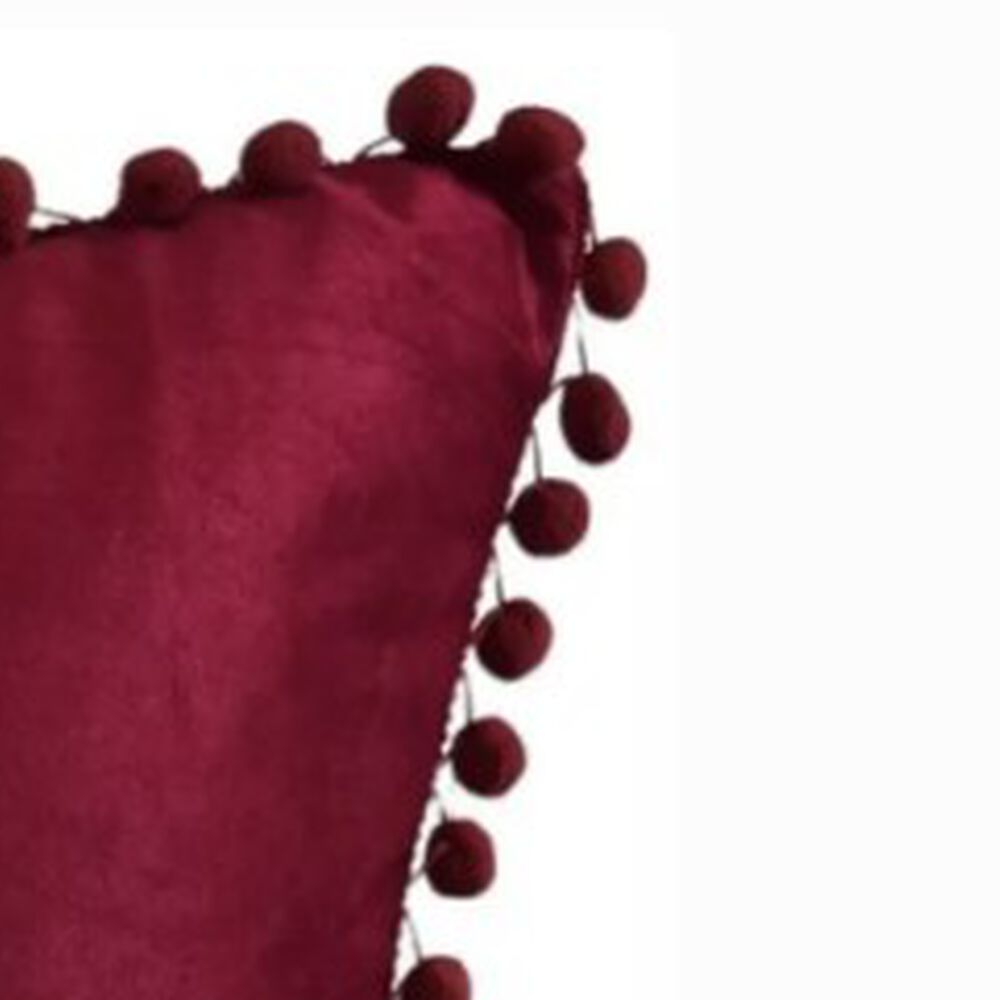 Funda De Cojines Con Pompones. Medida 45x45. Terciopelo. Burdeo image number 1.0