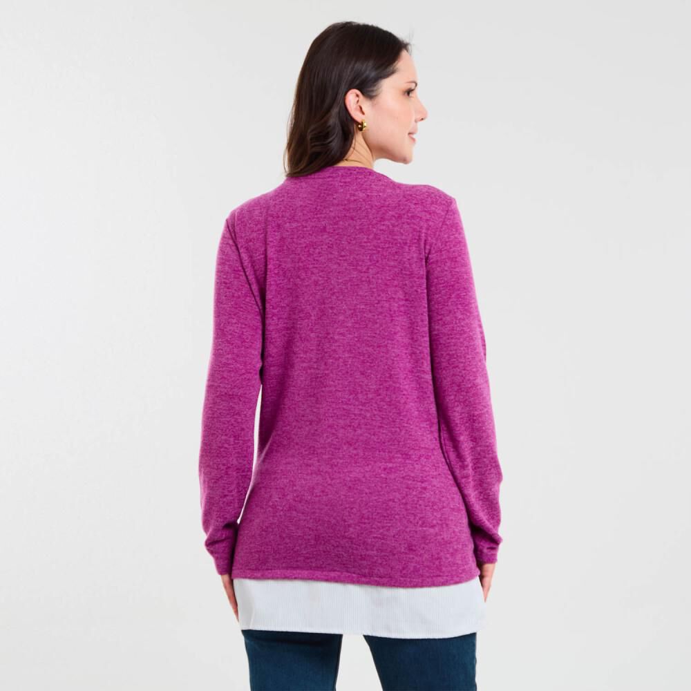 Sweater Melange Manga Larga Cuello Redondo Mujer Sexy Large image number 3.0