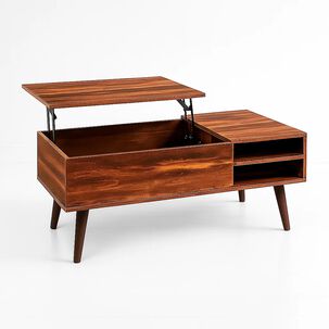 Mesa De Centro R&uacute;stica Greva Lift Con Cajones Y Repisa