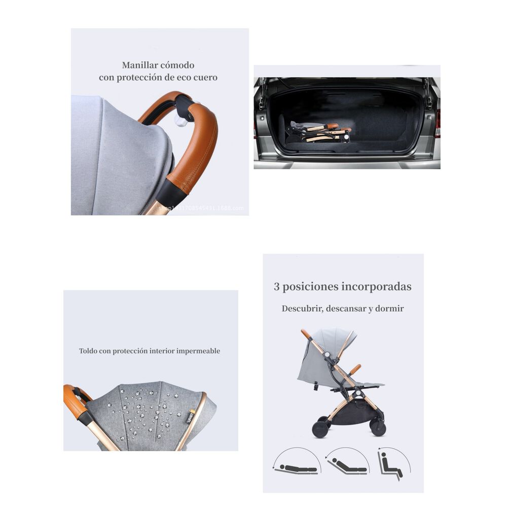 Coche De Paseo Aluminio Con Accesorios Lubabycas Negro image number 4.0