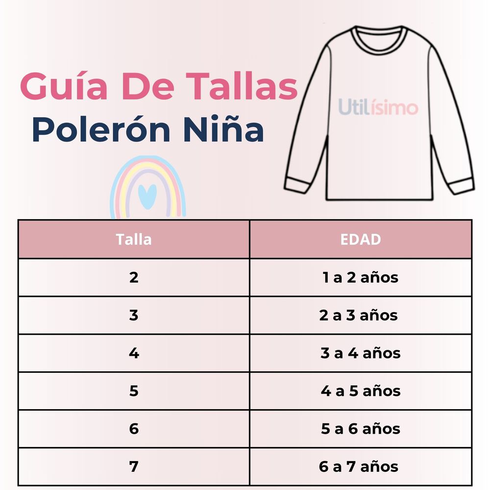 Poler&oacute;n Ni&ntilde;a Manga Larga 100% Algod&oacute;n Fucsia Arcoiris image number 2.0