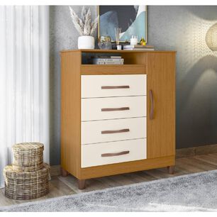 Comoda 4 Cajones 1 Puerta Turqueza Cinamomo Off White