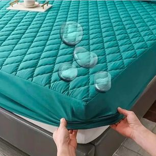 Cubrecolchon Impermeable 2 Plazas + Fundas Turquesa