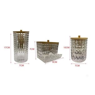 Set 3 Organizadores Cosm&eacute;ticos Acr&iacute;lico Transparente Diamante Ba&ntilde;o